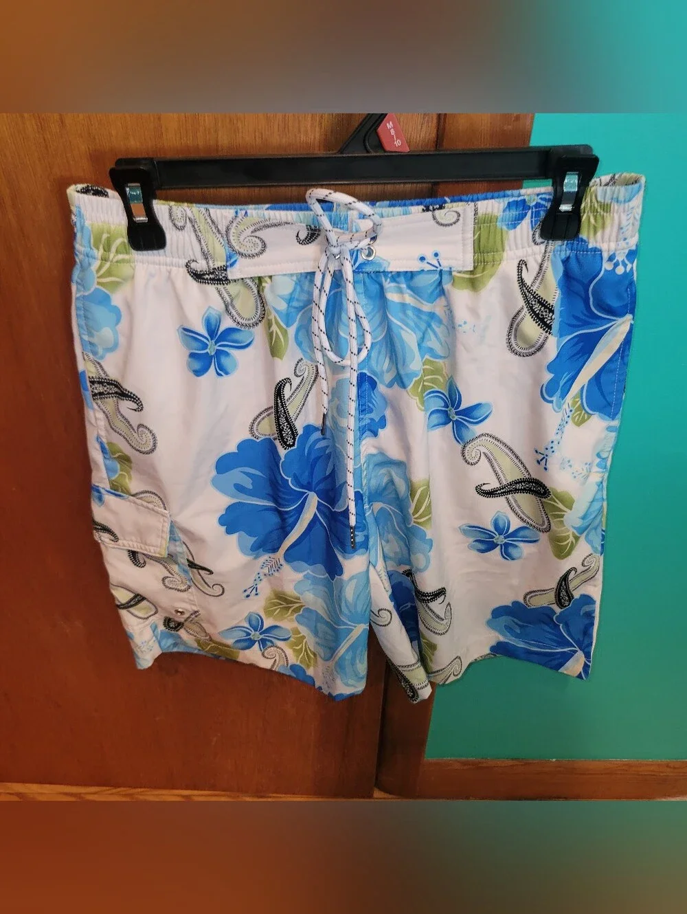 Blue Floral Swim Trunks